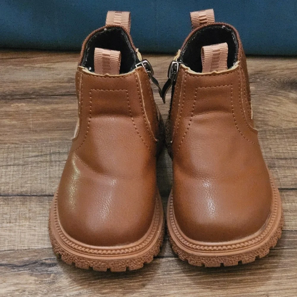 Toddler Girls Brown Chelsea Boots EU 21 US 6 Chunky Lug‎ Sole Booties